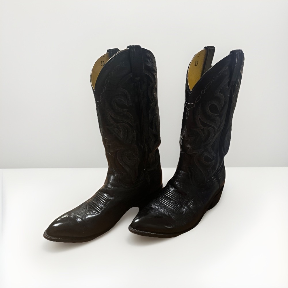 Dan Post Milwaukee DP2110J Cowboy Boots Mens 9 Black Leather J Toe Western